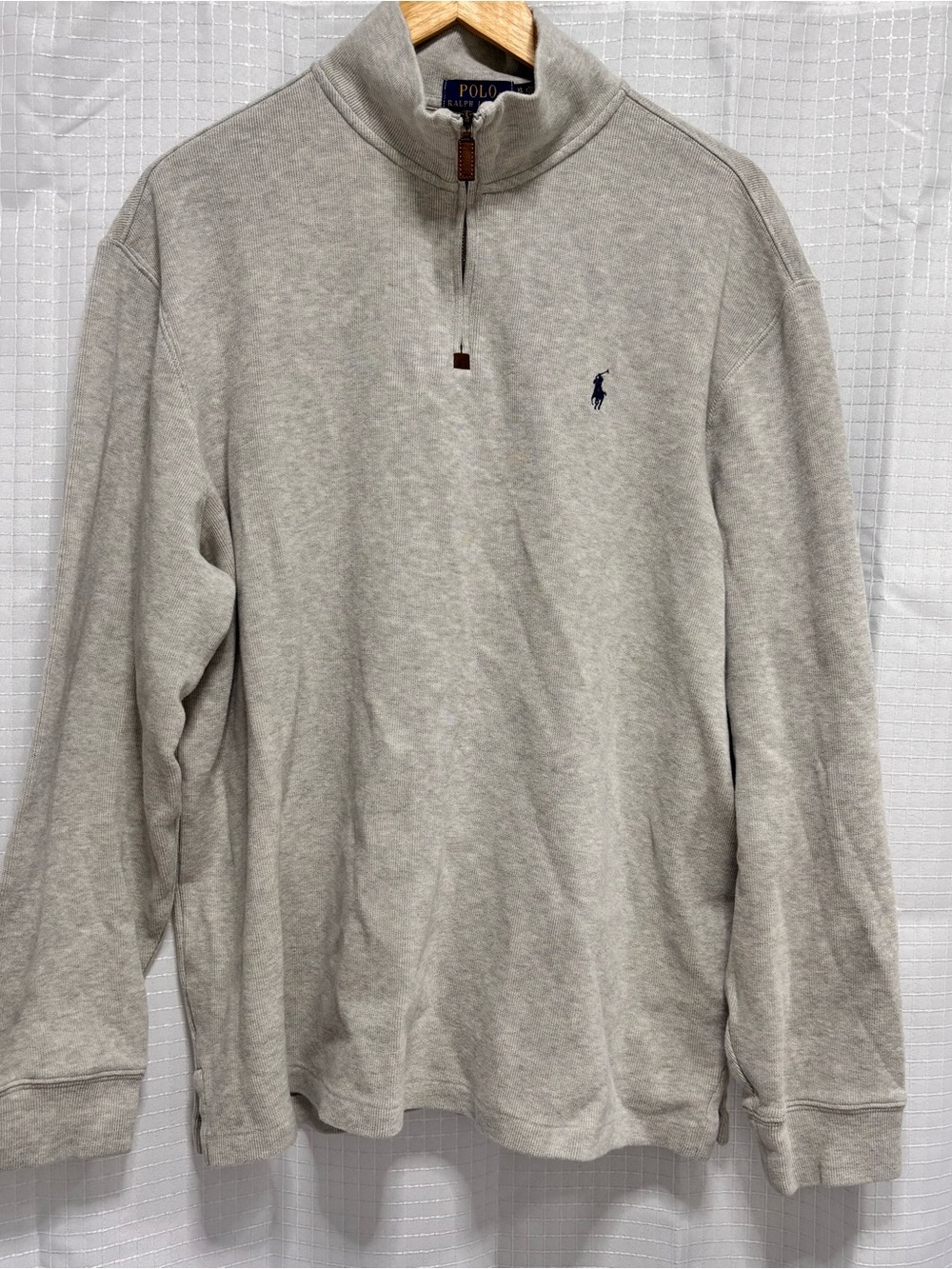 Polo Ralph Lauren 3/4 Zip Sweater Pullover Long Sleeve Light Gray Mens XL